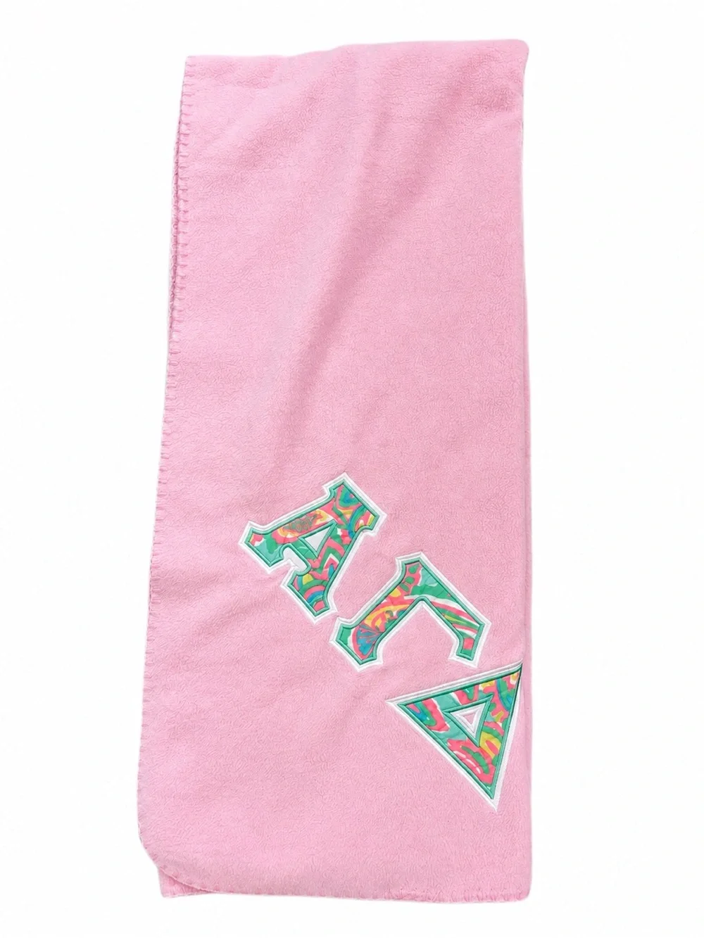 Lilly Pulitzer inspired Print Alpha Gamma Delta Pink Fleece Throw Blanket